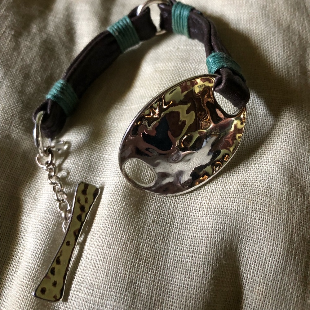 Kenneth Cole (worn twice) black, blue and silver loop bracelet.